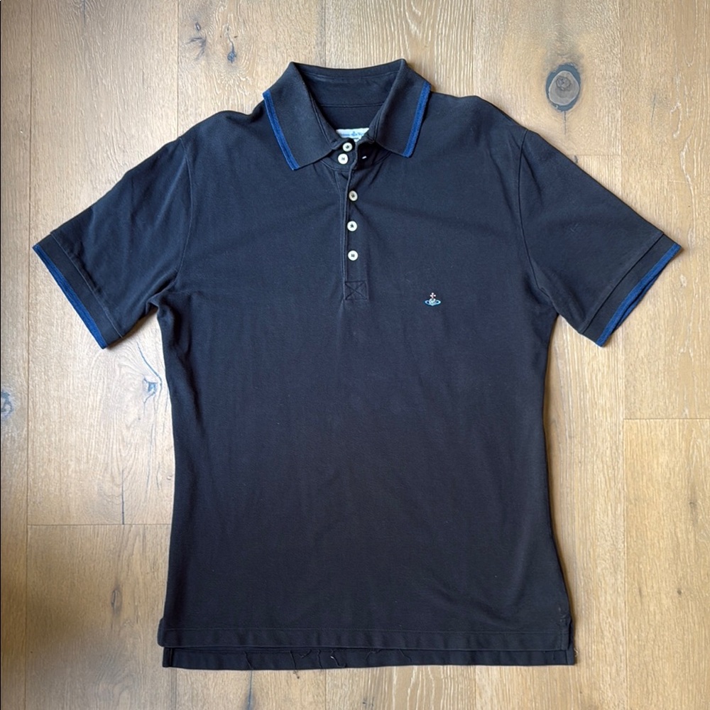 Vivienne Westwood Black and Blue Polo Shirt Classic Design